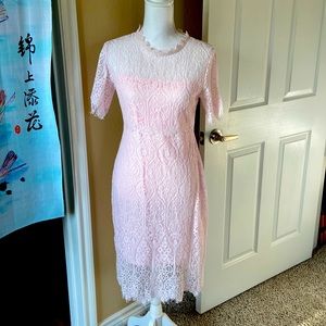 Francesca’s Rhea lace midi dress size L blush/ light pink